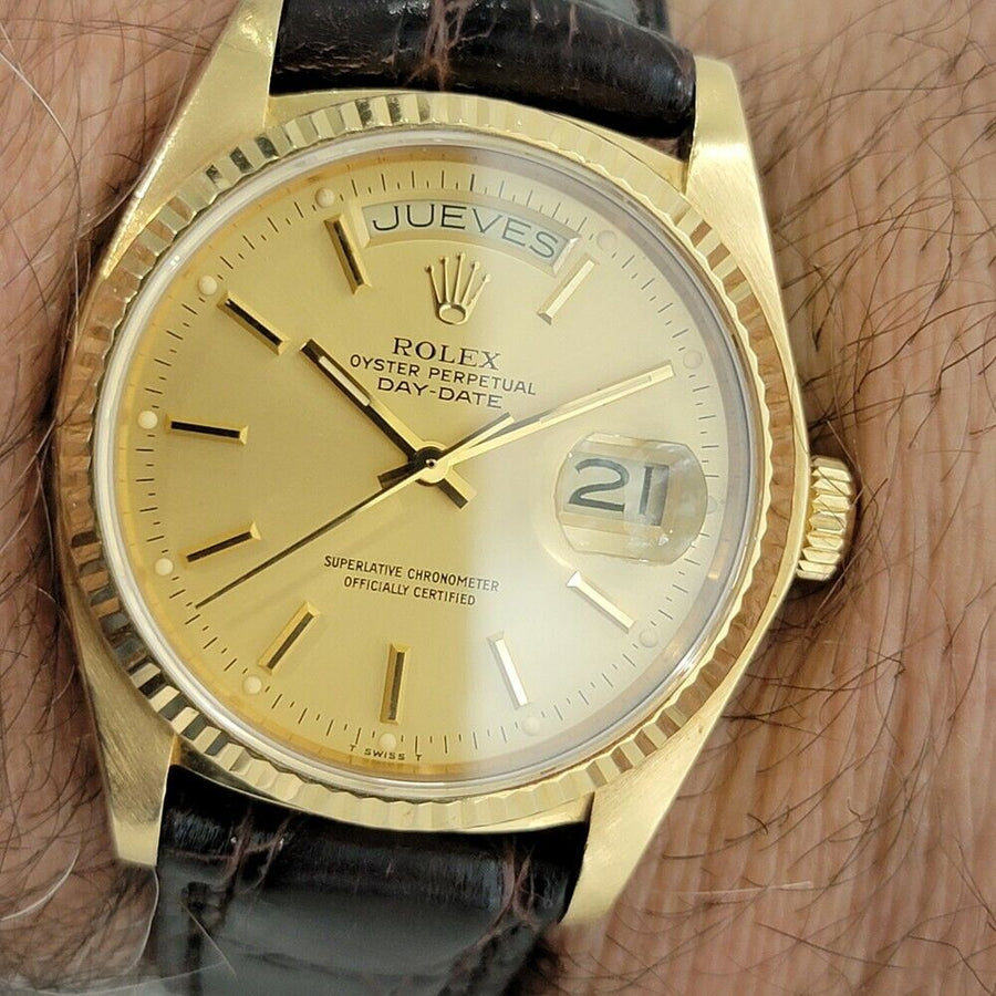 Mens Rolex Day Date President 18038 18k Gold 36mm Automatic 1970s Swiss RA280