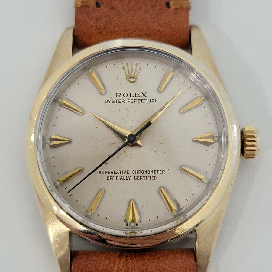 Mens Rolex Oyster Perpetual 1014 34mm Automatic Gold Capped 1960s w Paper RA236T