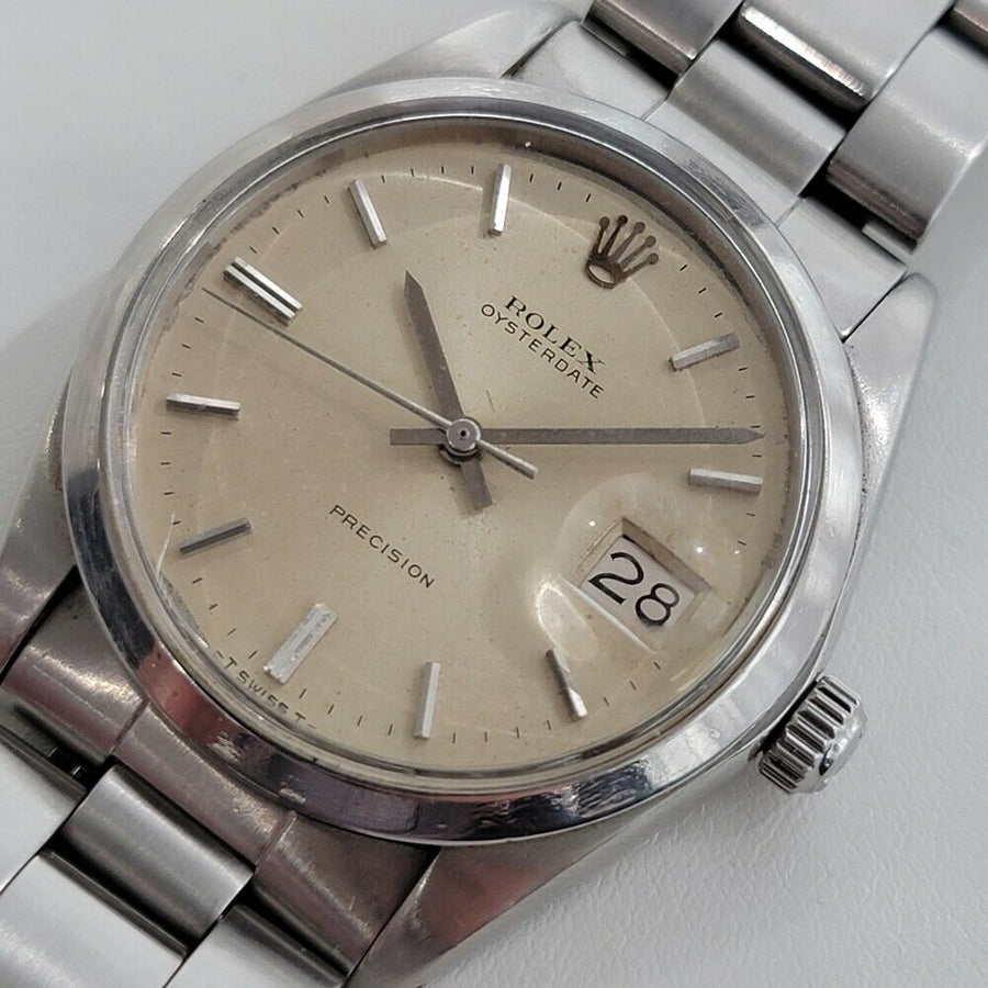 Mens Rolex Oysterdate Precision Ref 6694 34mm 1970s Hand Wind Vintage RA202