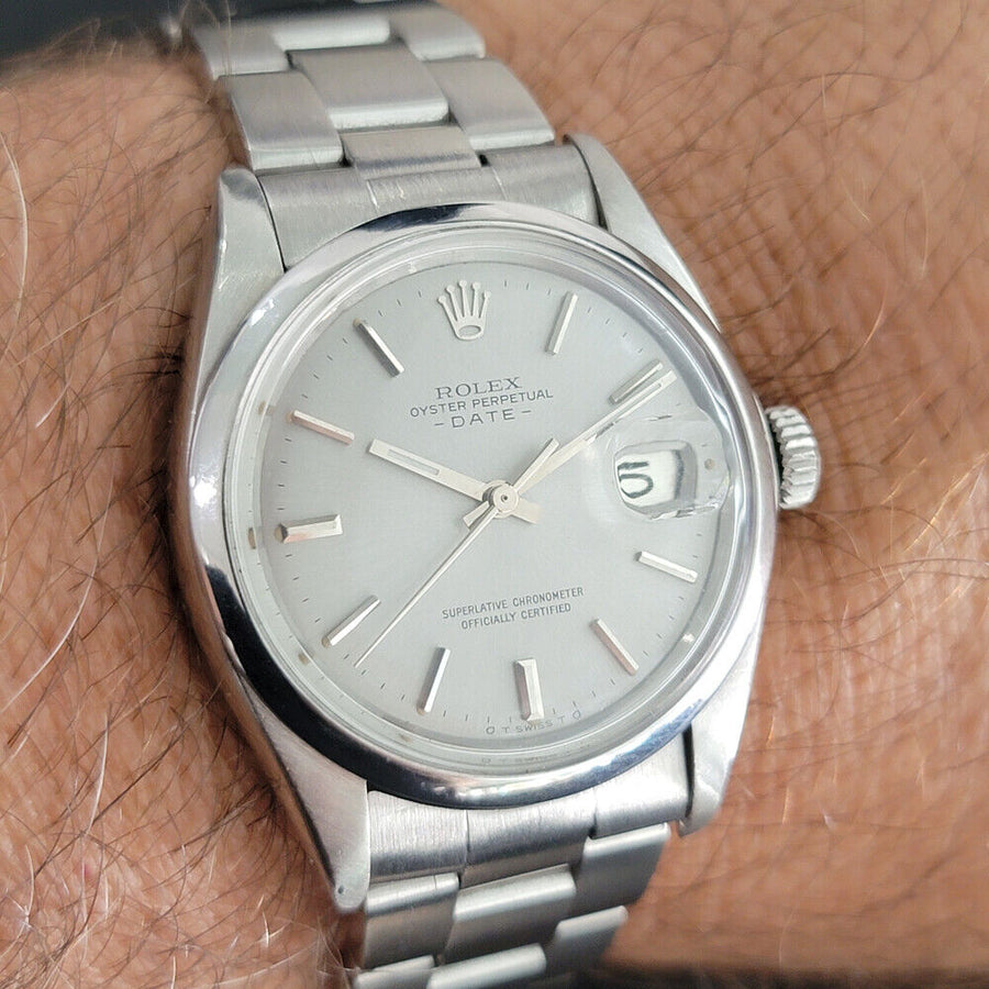 Mens Rolex Oyster Perpetual Date 1501 w Rolex Paper 35mm Automatic 1970s RA248