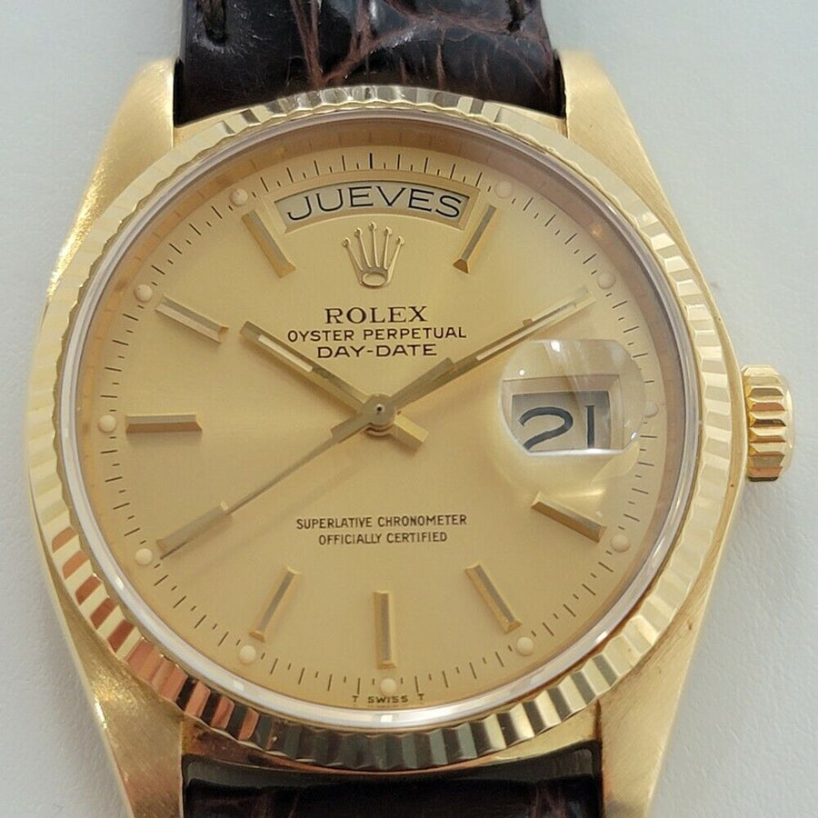 Mens Rolex Day Date President 18038 18k Gold 36mm Automatic 1970s Swiss RA280