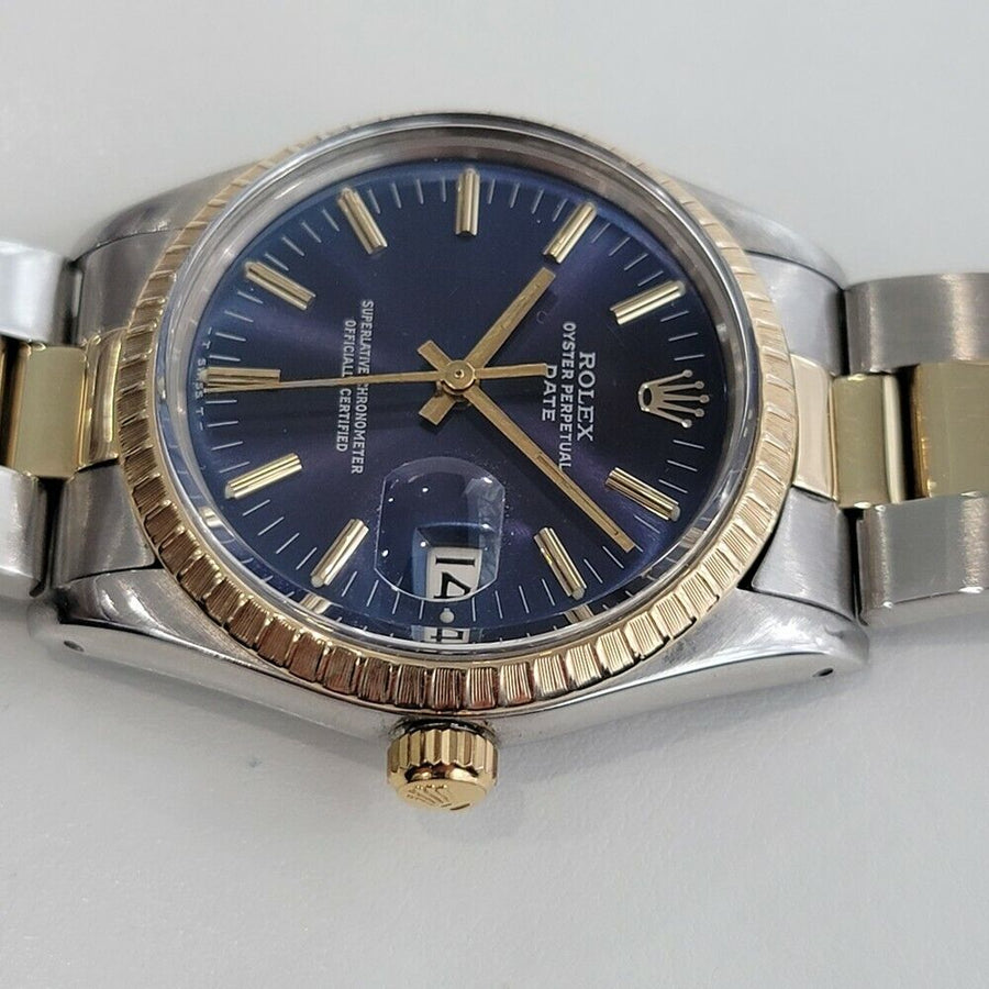 Mens Rolex Oyster Perpetual Date 15053 35mm 14k Gold ss 1980s Auto Quick RA272