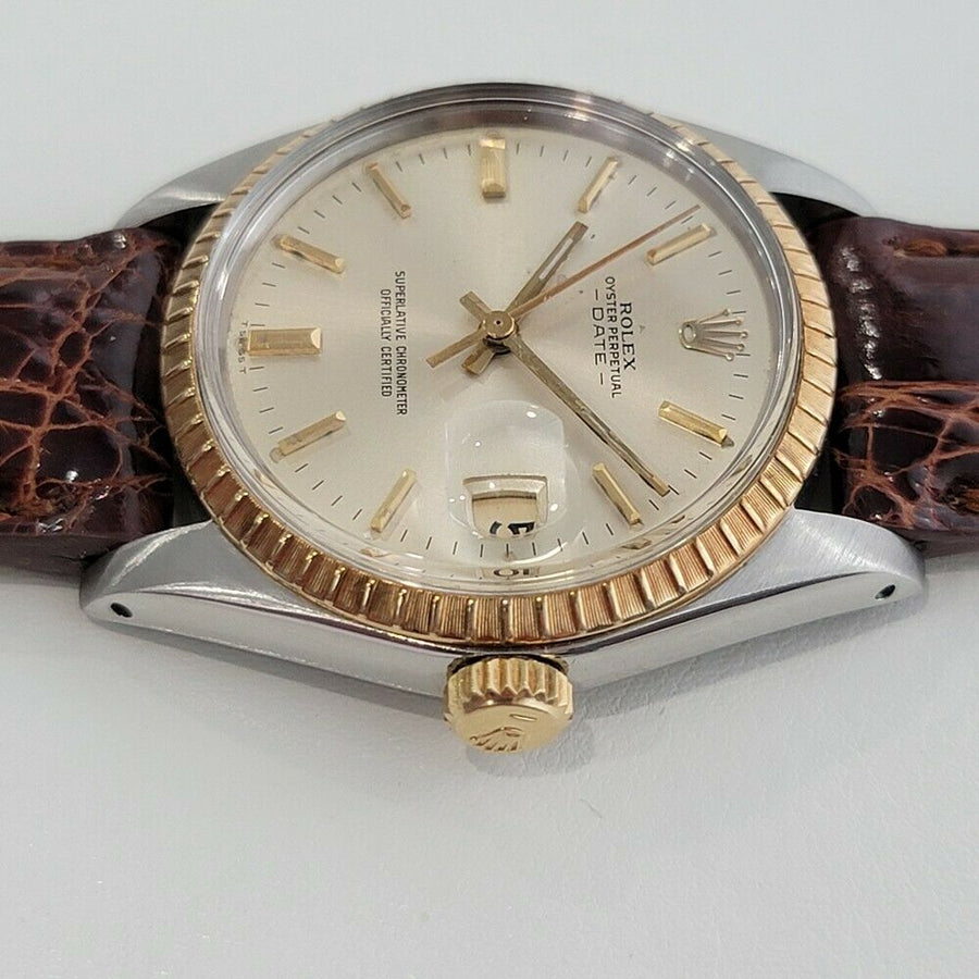 Mens Rolex Oyster Perpetual Date 14k SS 1500 35mm Automatic 1960s SWISS RA148BR