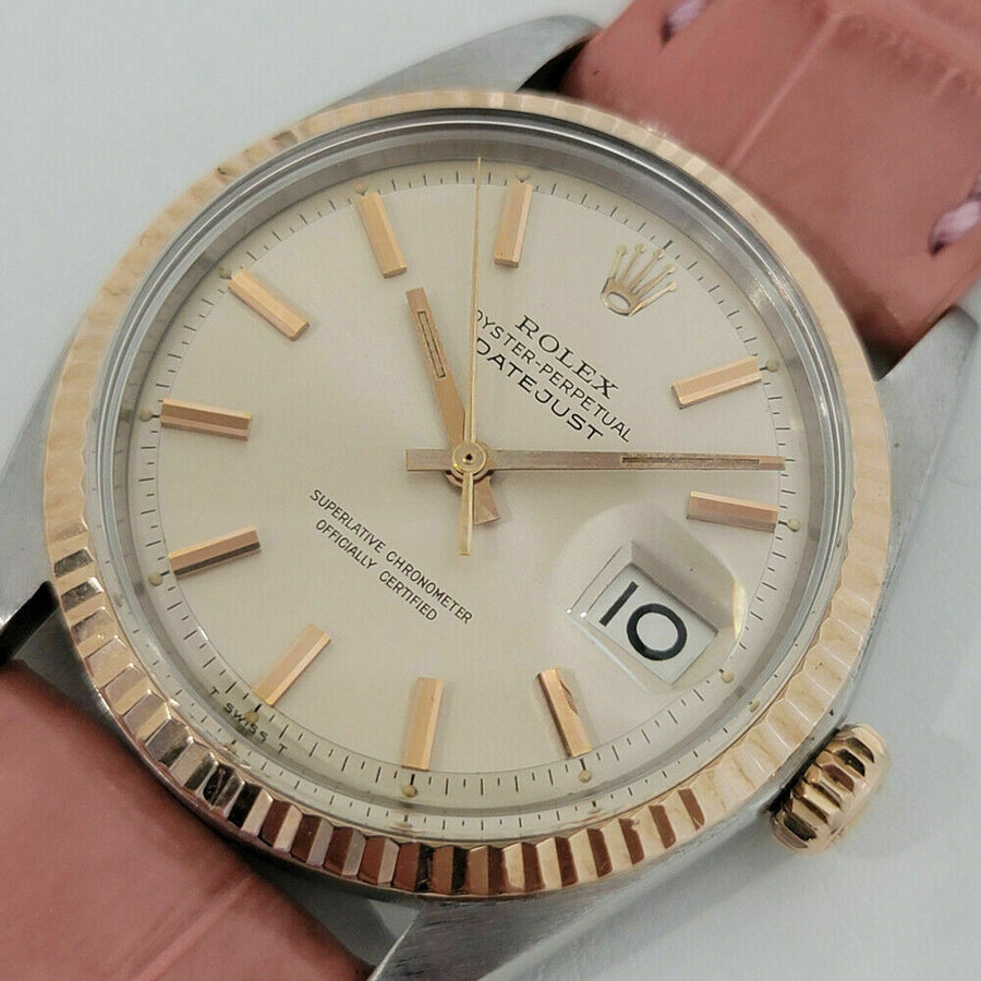 Mens Rolex Oyster Datejust 1601 36mm 18k Rose Gold SS Automatic 1960s RJC183