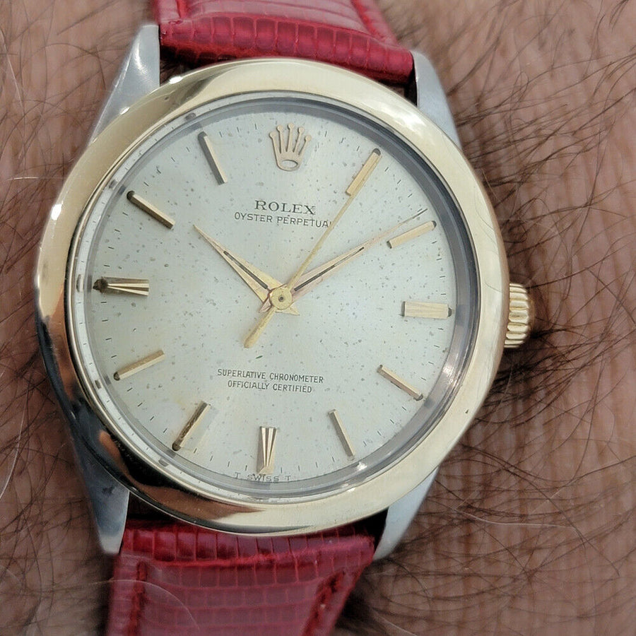 Mens Rolex Oyster Perpetual Ref 1005 14k Gold SS 1960s Automatic Swiss RJC204R