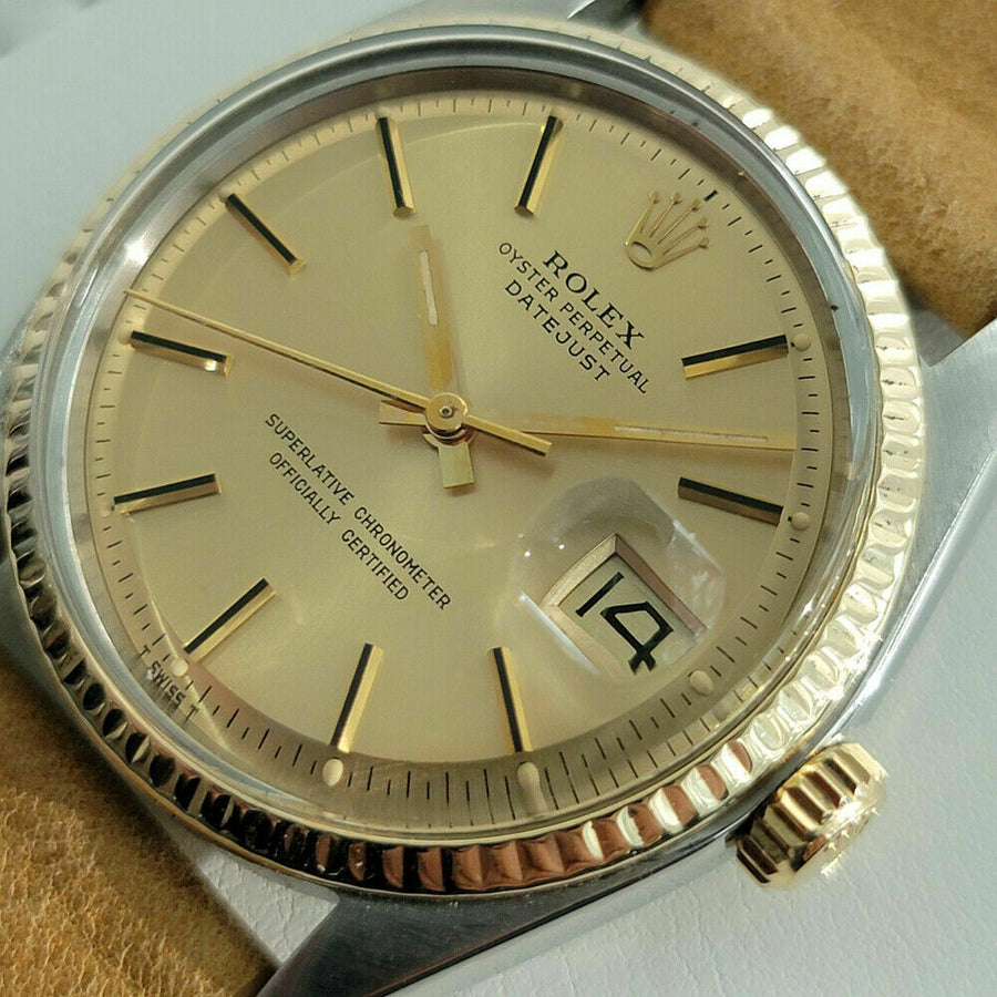 Mens Rolex Oyster Datejust 1601 36mm 18k SS Automatic 1970s Vintage Swiss RJC112