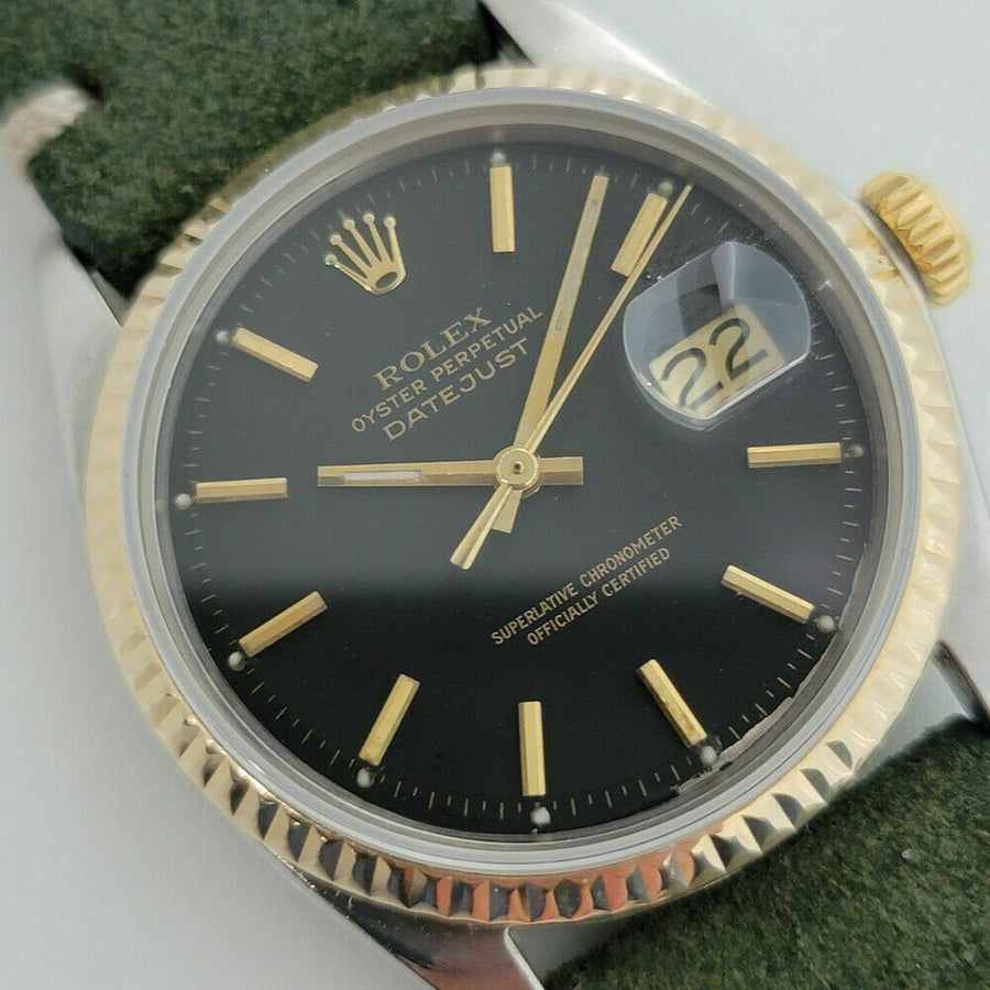 Mens Rolex Oyster Datejust 1601 36mm 18k Gold SS Automatic 1960s Vintage RJC142