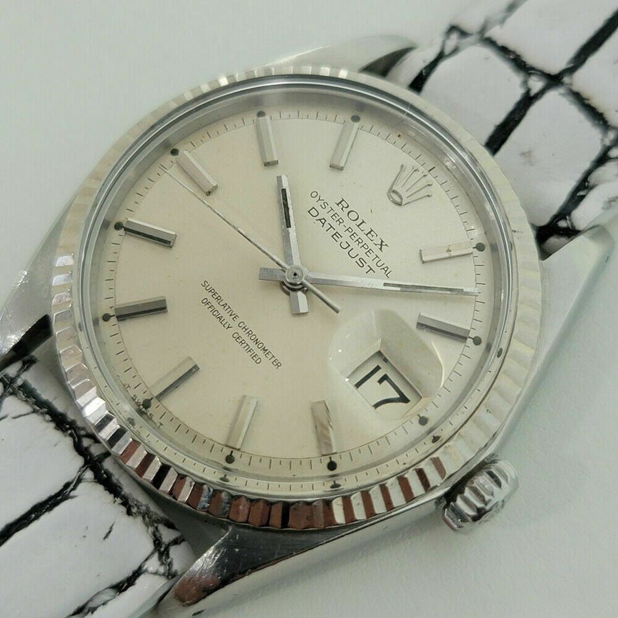 Mens Rolex Oyster Datejust 1601 36mm 18k SS Automatic 1960s Vintage Swiss RJC173