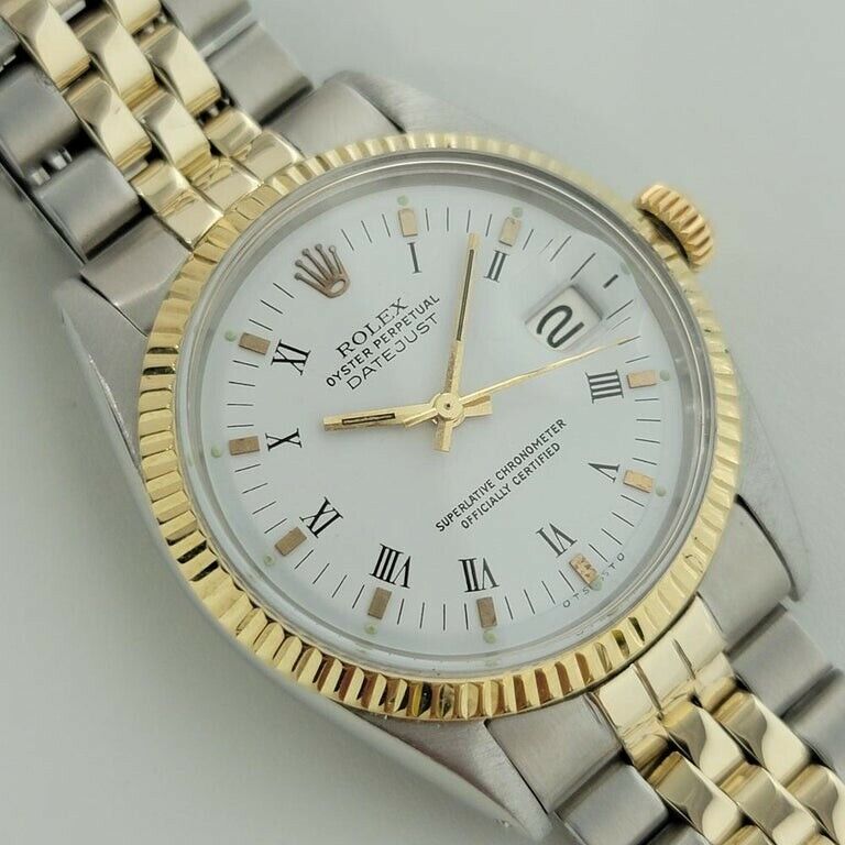 Mens Rolex Oyster Datejust 1600 36mm 14k Gold SS 1960s Automatic Swiss RA169