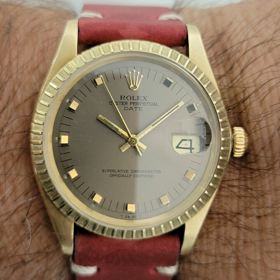 Mens Rolex Oyster Perpetual Date 1503 35mm 14k Solid Gold 1970s Automatic RJC120