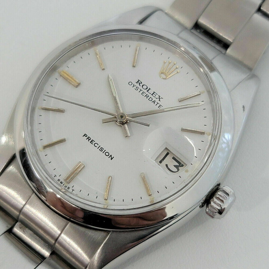 Mens Rolex Oysterdate Precision Ref 6494 34mm Hand-Wind 1950s Vintage RA241