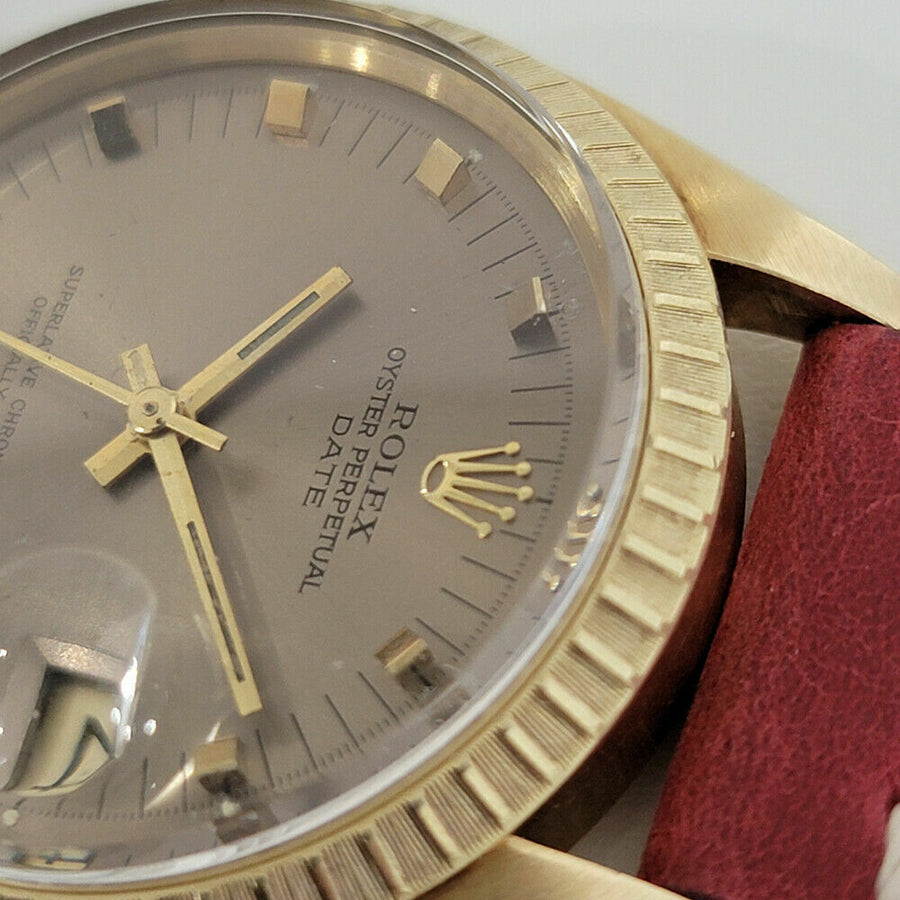 Mens Rolex Oyster Perpetual Date 1503 35mm 14k Solid Gold 1970s Automatic RJC120