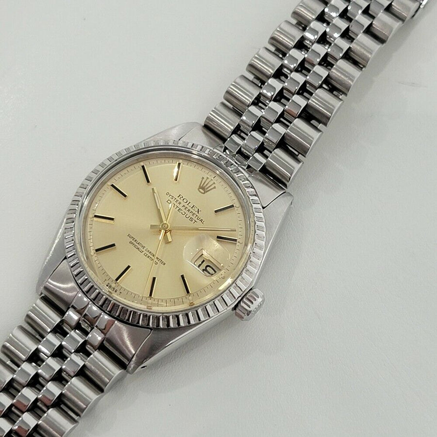 Mens Rolex Oyster Datejust 1603 36mm Stainless Auto 1970s Swiss Vintage RA226