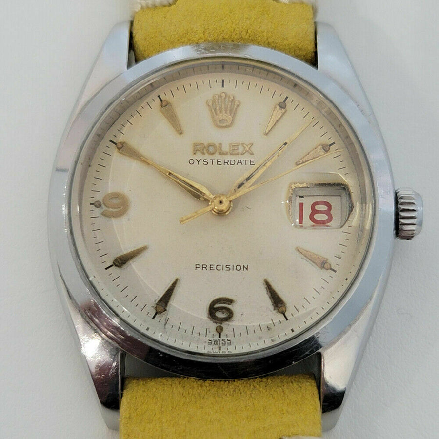 Mens Rolex Oysterdate Precision Ref 6494 34mm Hand-Wind 1950s Vintage RA191