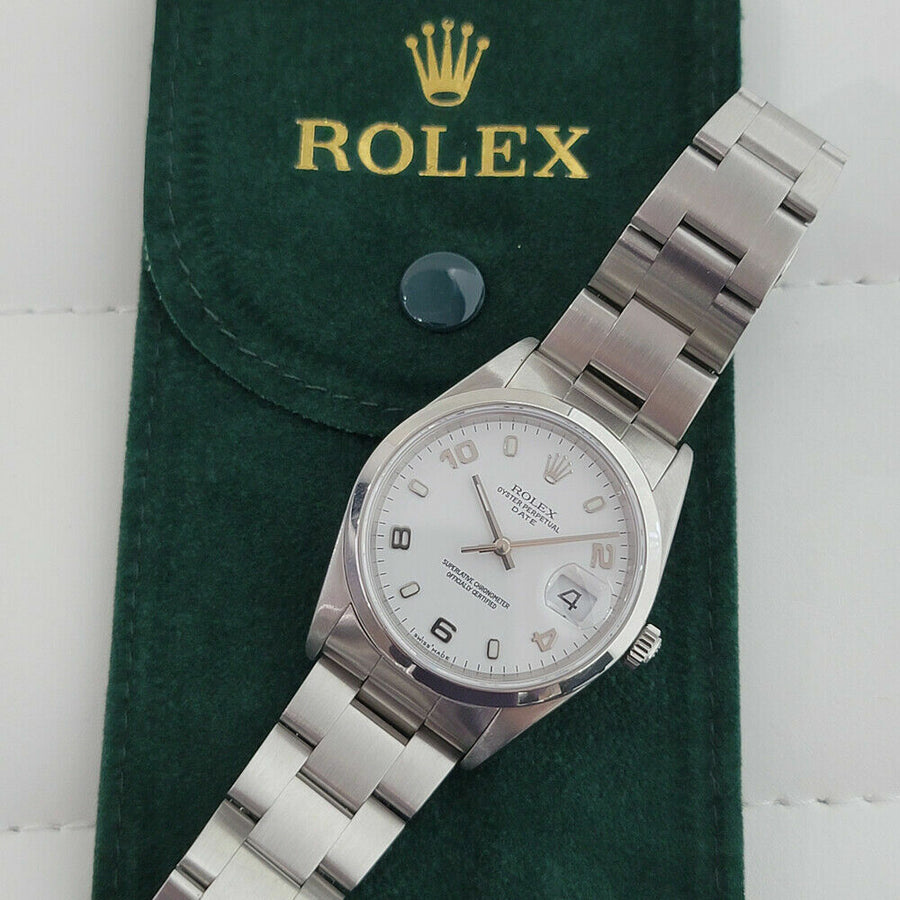 Mens Rolex Oyster Perpetual Date 15200 Automatic 35mm 2000s w Rolex Pouch RJC144