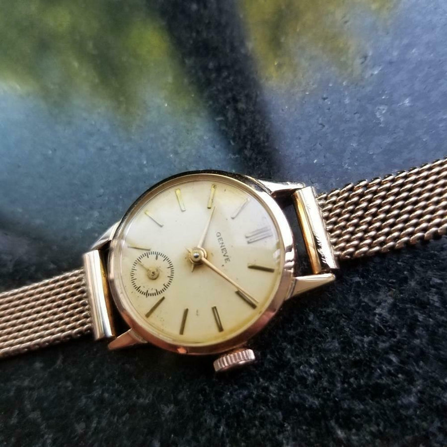 Ladies Swiss Geneve 18k Rose Gold 20mm Watch 1960s Rare Vintage Swiss RAC3