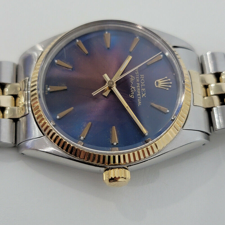 Mens Rolex Oyster Perpetual 5501 Air King 34mm 14k Gold SS Automatic 1960s RA240