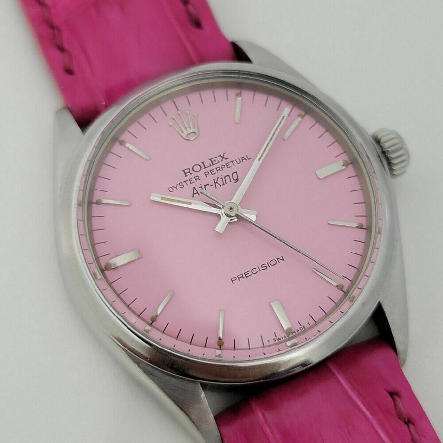 Mens Rolex Oyster Precision 1002 Air King 34mm Pink Dial Automatic 1970s RA172P