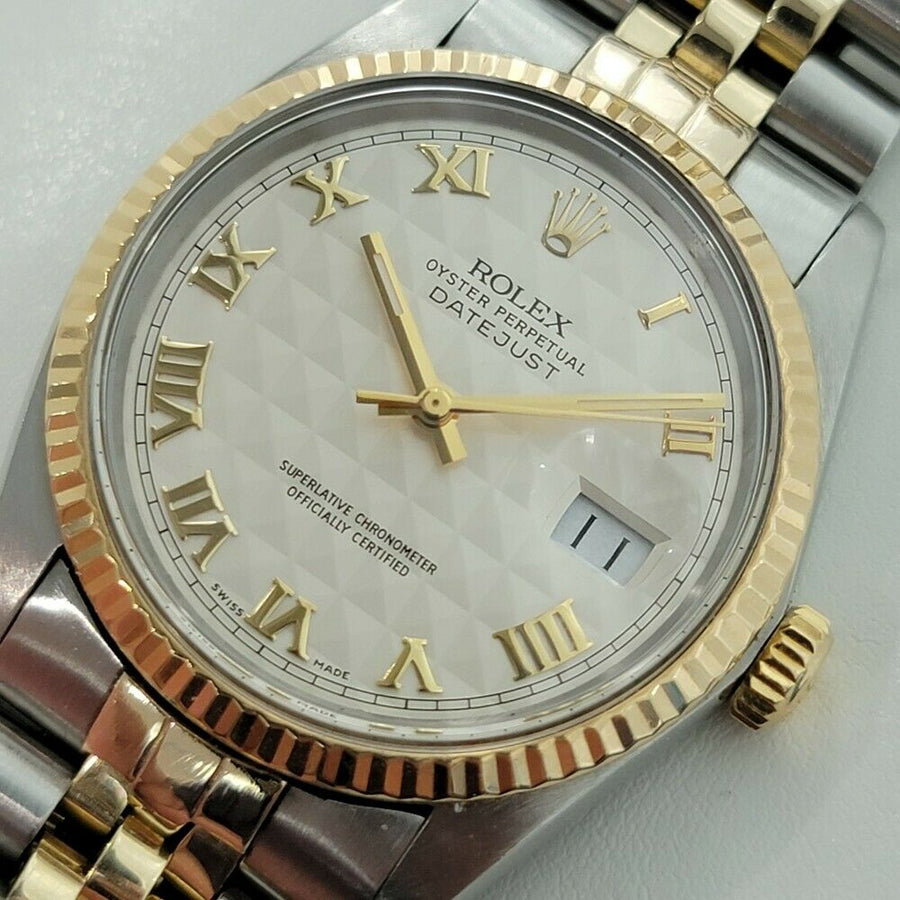 Mens Rolex Datejust Ref 16013 36mm 18k Gold SS Automatic 1980s Rare Dial RA298