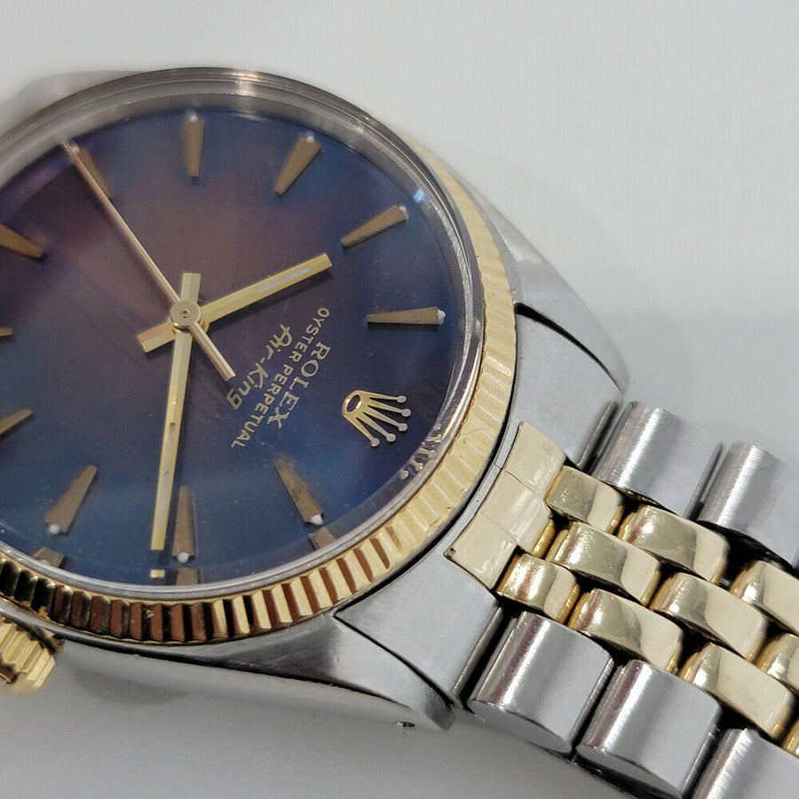 Mens Rolex Oyster Perpetual 5501 Air King 34mm 14k Gold SS Automatic 1960s RA240
