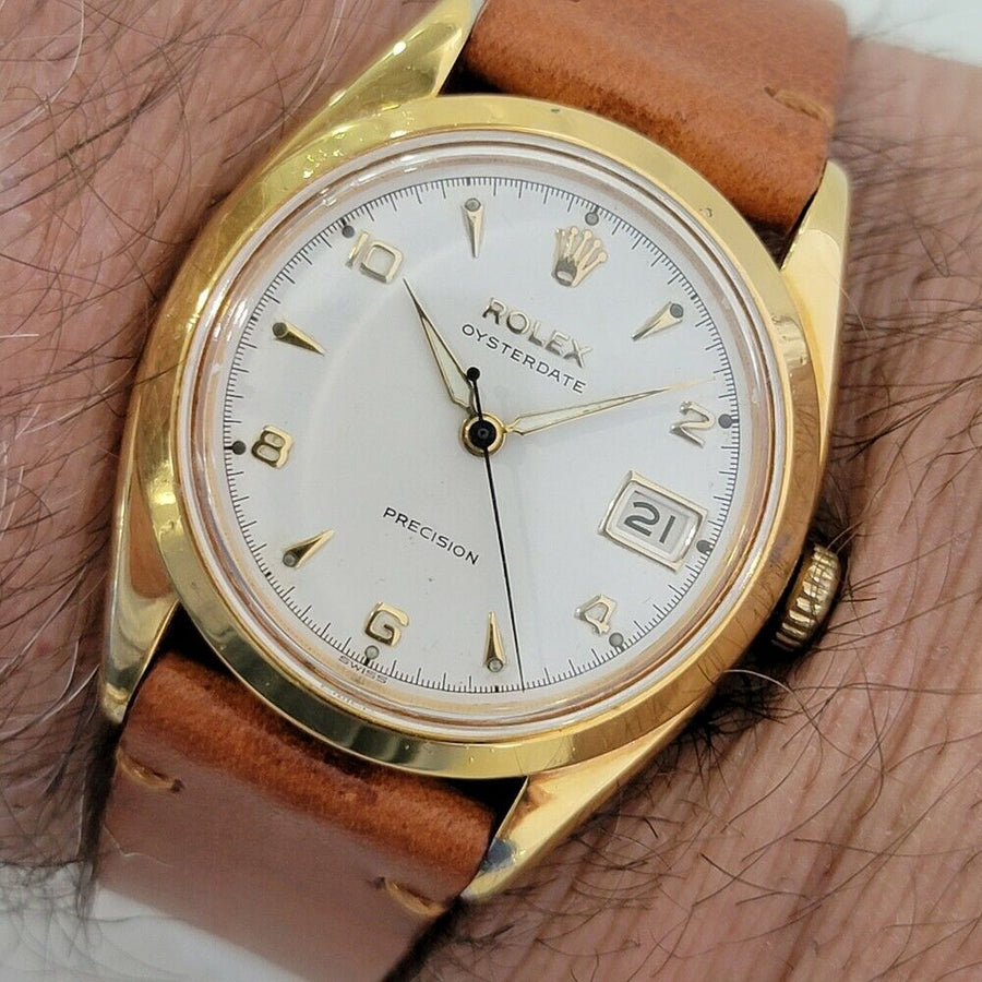 Mens Rolex Oysterdate Precision 6494 34mm 1950s Gold Capped Manual Wind RA214T