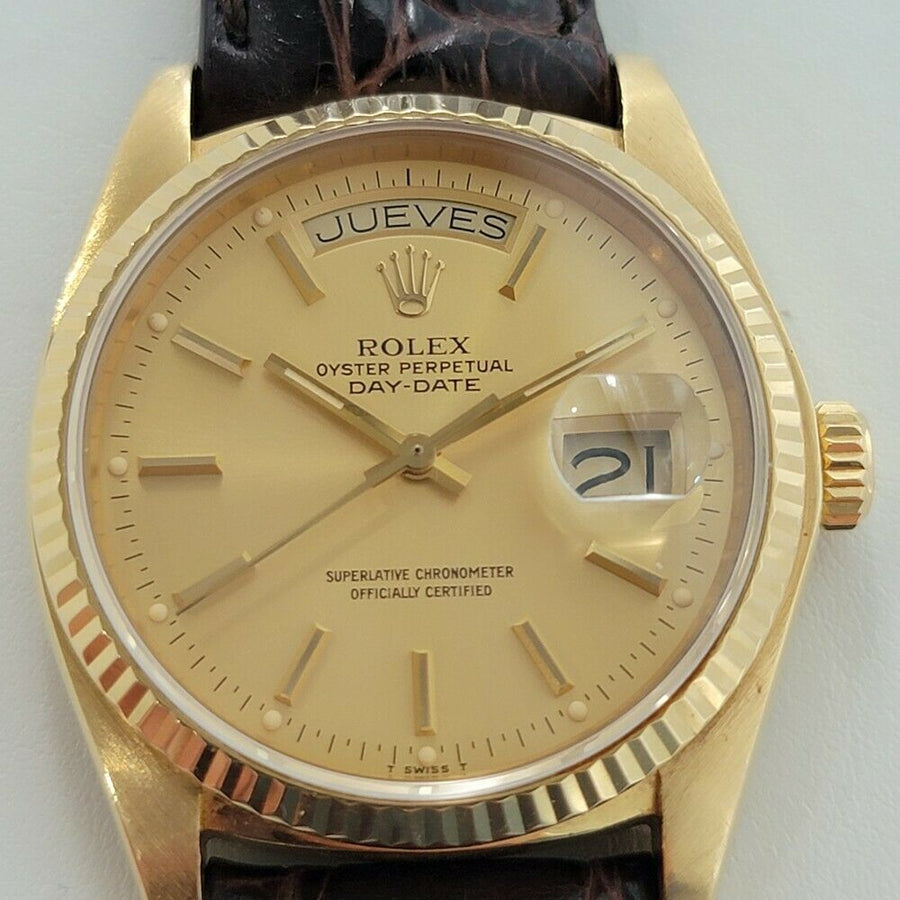 Mens Rolex Day Date President 18038 36mm 18k Gold Automatic 1970s