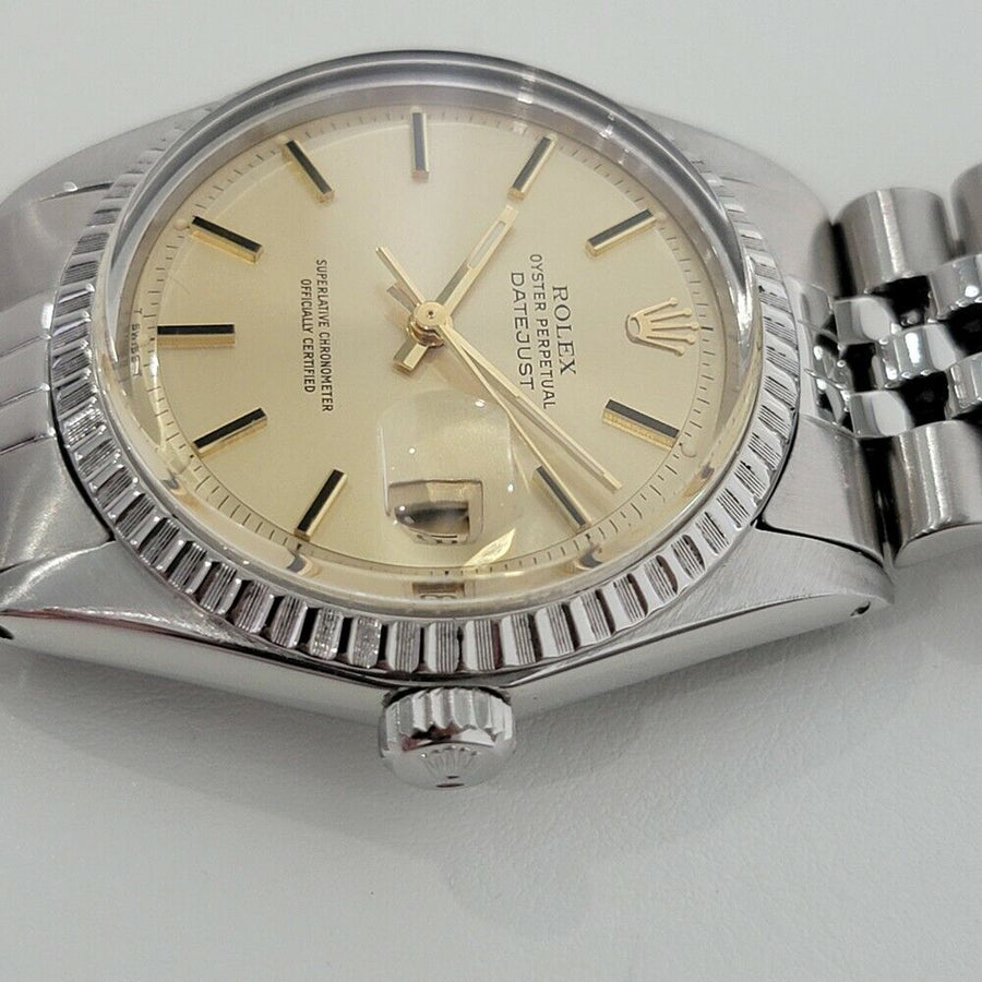 Mens Rolex Oyster Datejust 1603 36mm Stainless Auto 1970s Swiss Vintage RA226