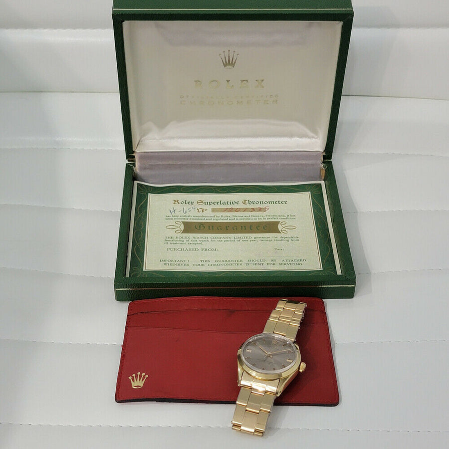 Mens Rolex Oyster Ref 1024 34mm Gold-Capped Automatic 1960s w Box Paper RA200