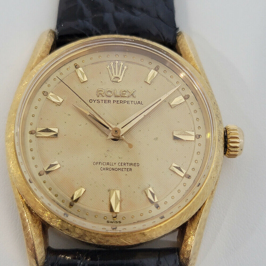 Mens Rolex Oyster Perpetual 6550 33mm 18k Solid Gold Automatic 1960s RJC203