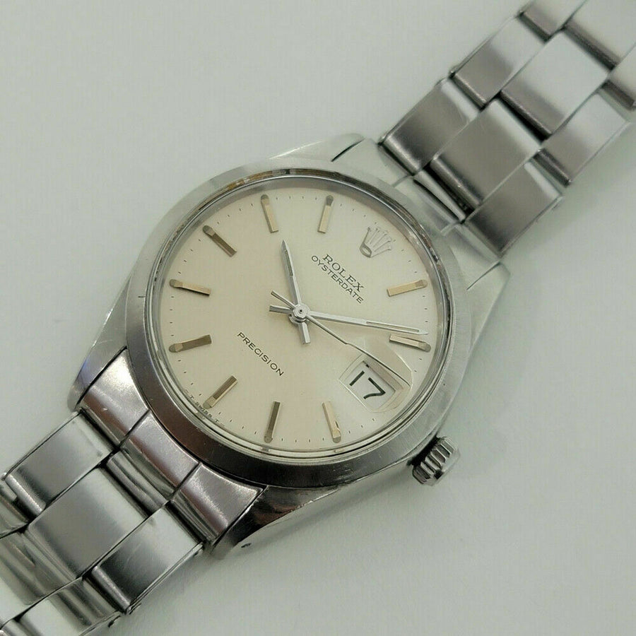 Mens Rolex Oysterdate Precision Ref 6694 34mm Hand Wind 1960s w Box RA261