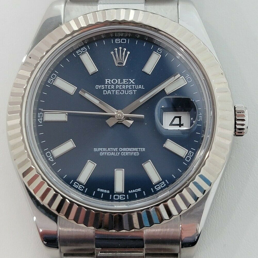 Mens Rolex Datejust 126334 41mm 18k Gold SS Automatic Blue Dial 2010s RA274