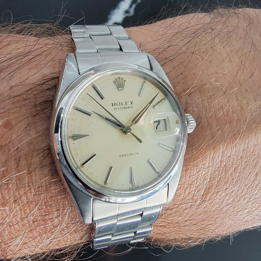 Mens Rolex Oysterdate Precision Ref 6694 34mm Manual Wind 1960s Vintage RA157