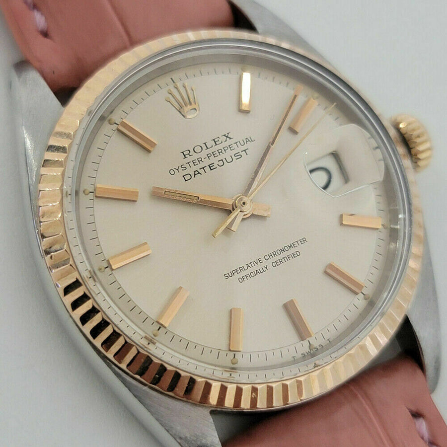 Mens Rolex Oyster Datejust 1601 36mm 18k Rose Gold SS Automatic 1960s RJC183