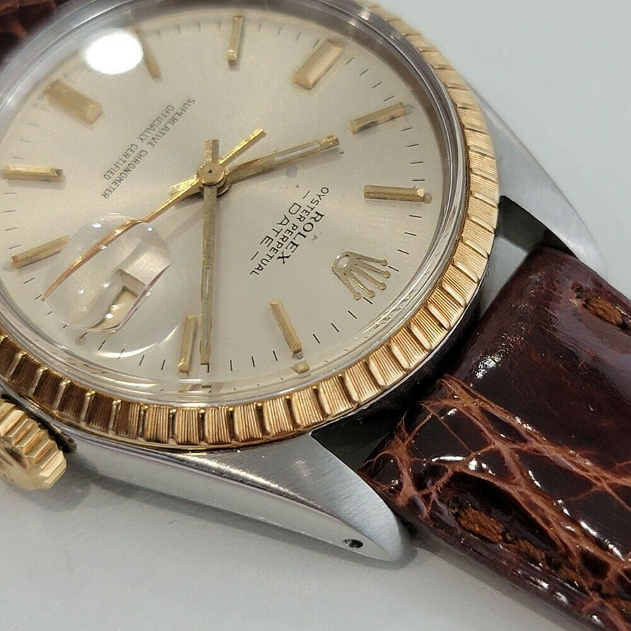 Mens Rolex Oyster Perpetual Date 14k SS 1500 35mm Automatic 1960s SWISS RA148BR