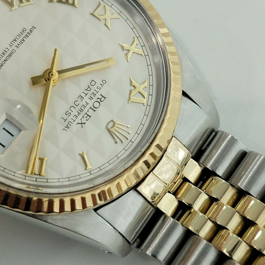 Mens Rolex Datejust Ref 16013 36mm 18k Gold SS Automatic 1980s Rare Dial RA298