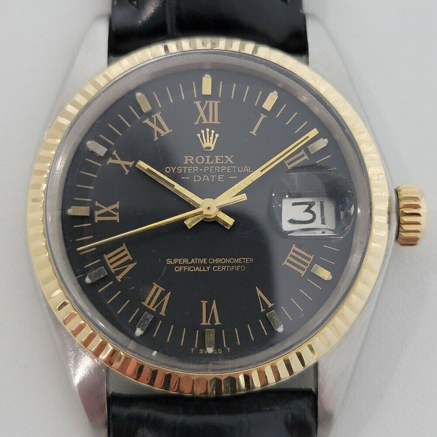 Mens Rolex Oyster Perpetual Date Ref 1501 35mm 18k SS Automatic 1970s RA250B