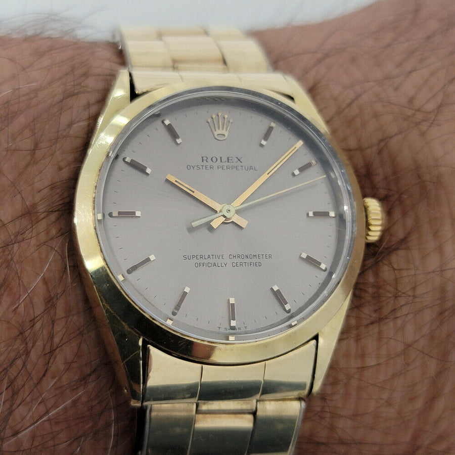 Mens Rolex Oyster Ref 1024 34mm Gold-Capped Automatic 1960s w Box Paper RA200