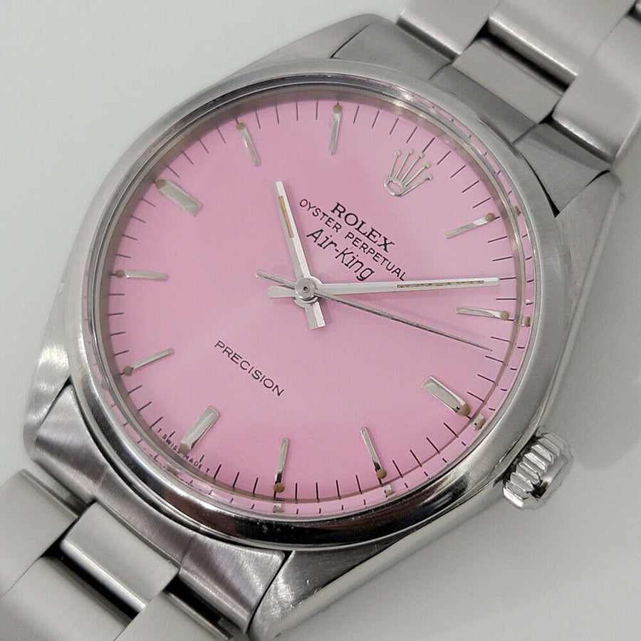 Mens Rolex Oyster Precision 1002 Air King 34mm Pink Dial Automatic 1970s RA172