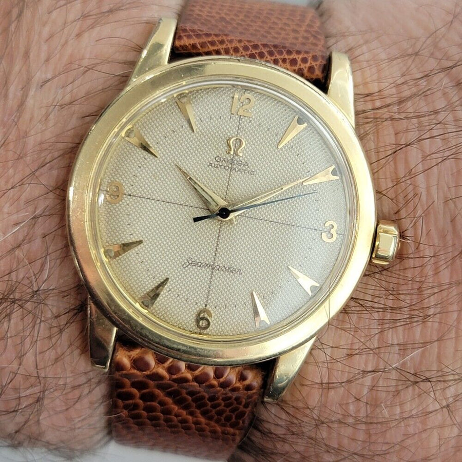 Mens Omega Seamaster 2577 34mm 14K Gold Capped Automatic 1950s All Original JM7