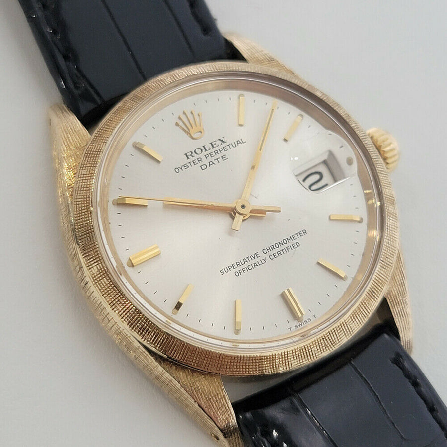 Mens Rolex Oyster Perpetual Date 1500 35mm 14K Gold Automatic 1960s Swiss RA267