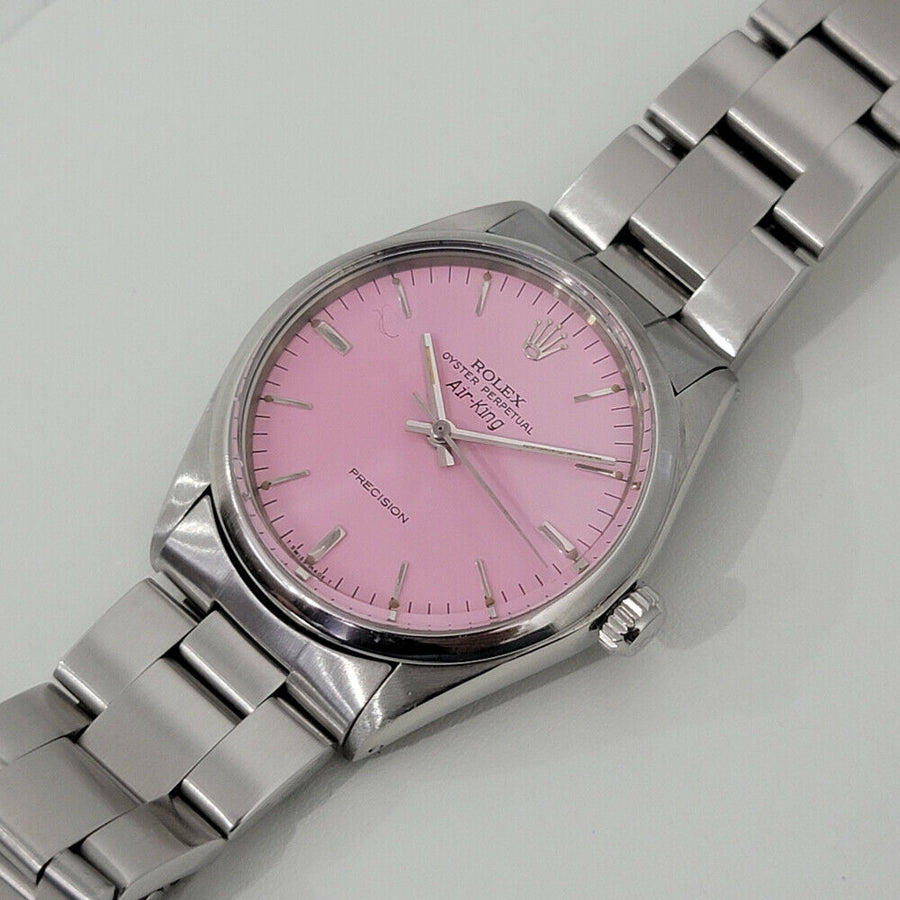Mens Rolex Oyster Precision 1002 Air King 34mm Pink Dial Automatic 1970s RA172