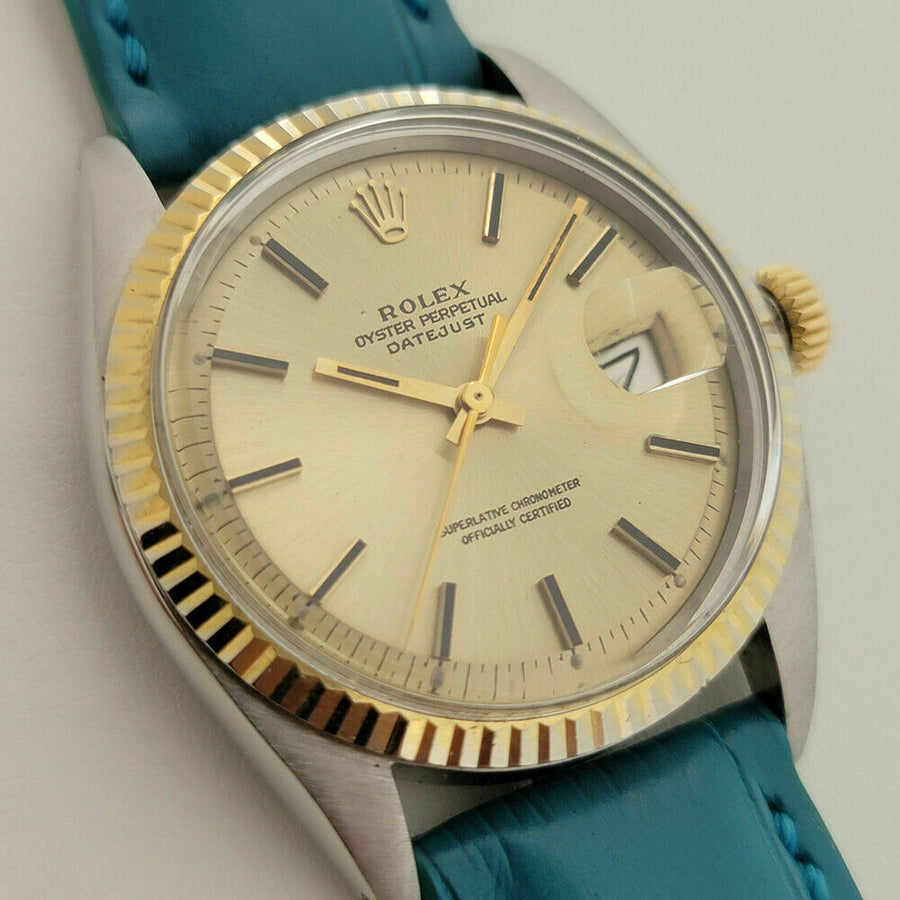 Mens Rolex Oyster Datejust 1601 36mm 18k SS Automatic 1970s Vintage Swiss RA170