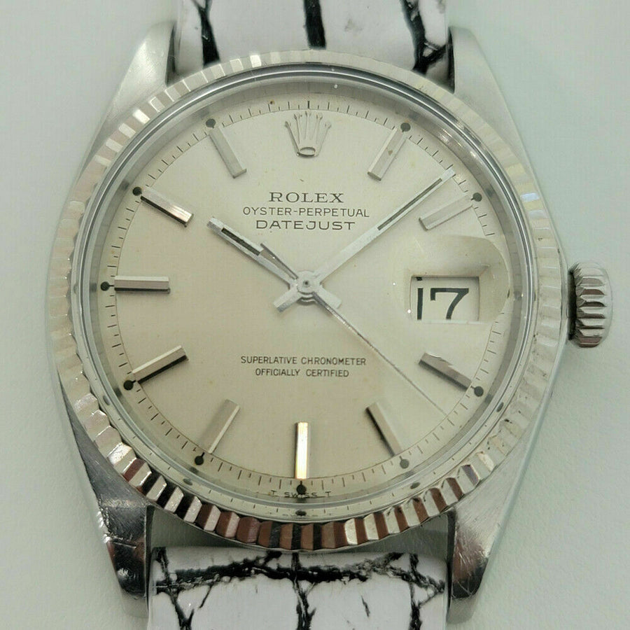 Mens Rolex Oyster Datejust 1601 36mm 18k SS Automatic 1960s Vintage Swiss RJC173