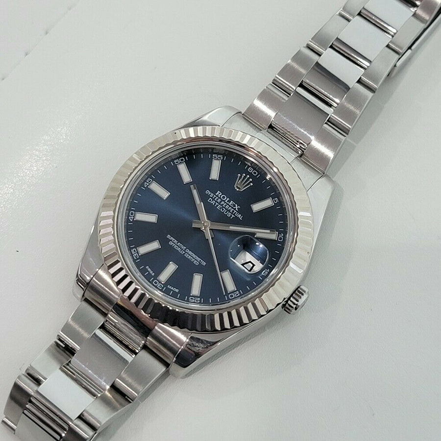 Mens Rolex Datejust 126334 41mm 18k Gold SS Automatic Blue Dial 2010s RA274