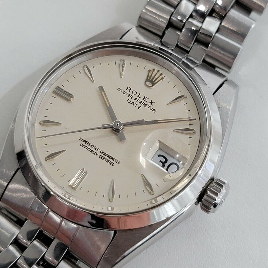 Mens Rolex Oyster Perpetual Date 1500 35mm 1960s Automatic Vintage Swiss RA203