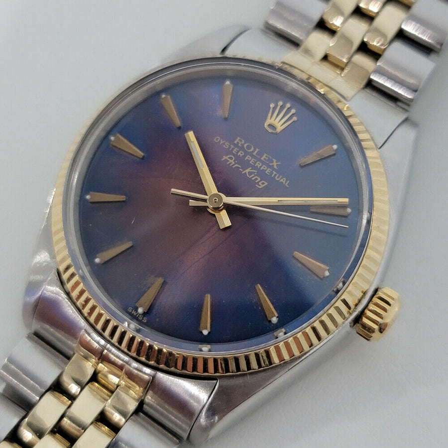 Mens Rolex Oyster Perpetual 5501 Air King 34mm 14k Gold SS Automatic 1960s RA240