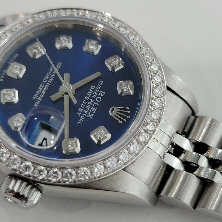 Ladies Rolex Datejust 69174 26mm 18k Gold SS Automatic Diamond Dial 1990s RA283