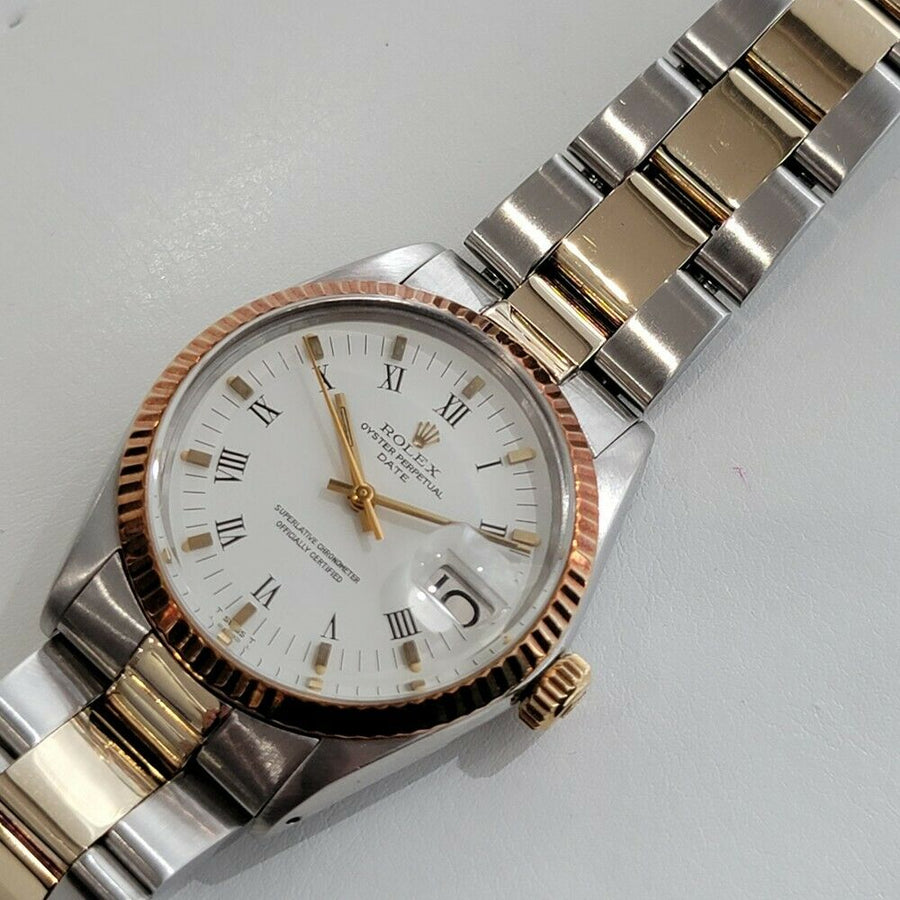 Mens Rolex Oyster Perpetual Date 1500 35mm Gold ss Automatic 1970s Swiss RA164