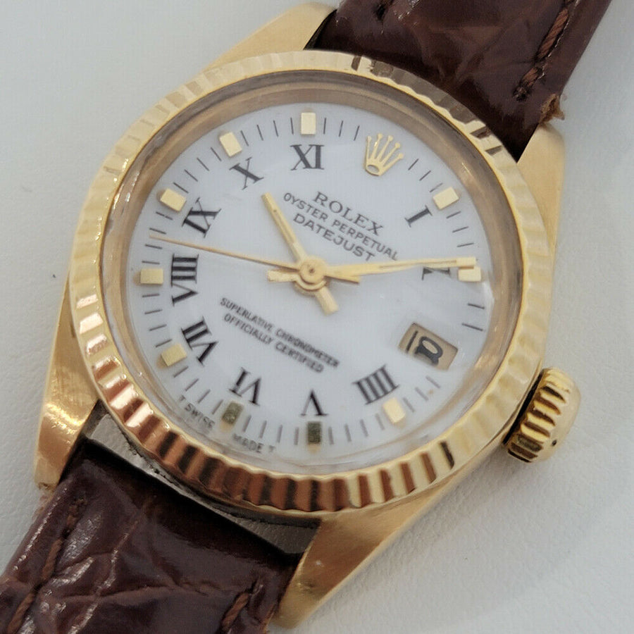 Ladies Rolex Oyster Date Ref 6917 26mm 18k Solid Gold Automatic 1980s Swiss RA30