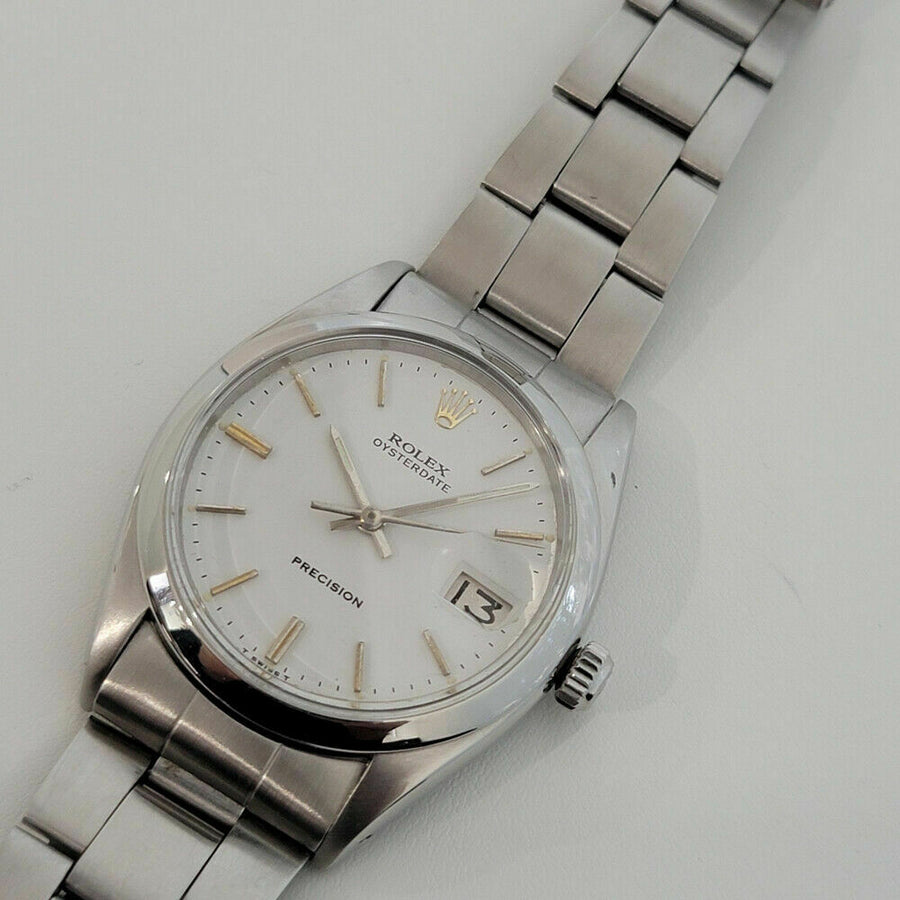 Mens Rolex Oysterdate Precision Ref 6494 34mm Hand-Wind 1950s Vintage RA241